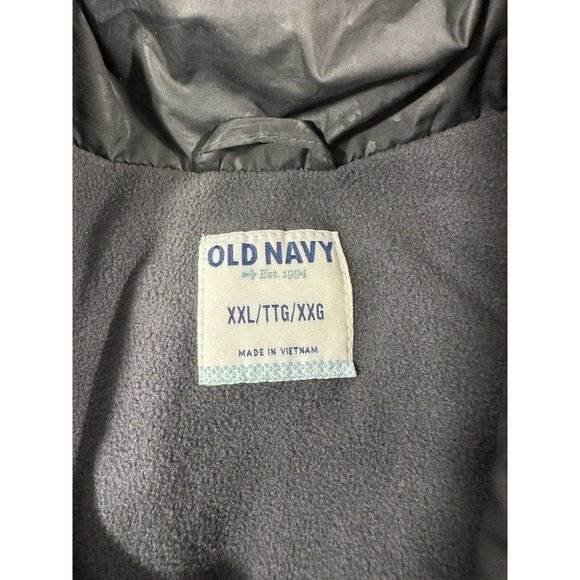 Old Navy Puffer Vest Size XXL Gray Zipper and Button Up Front Camo Print Warm - Picture 3 of 13